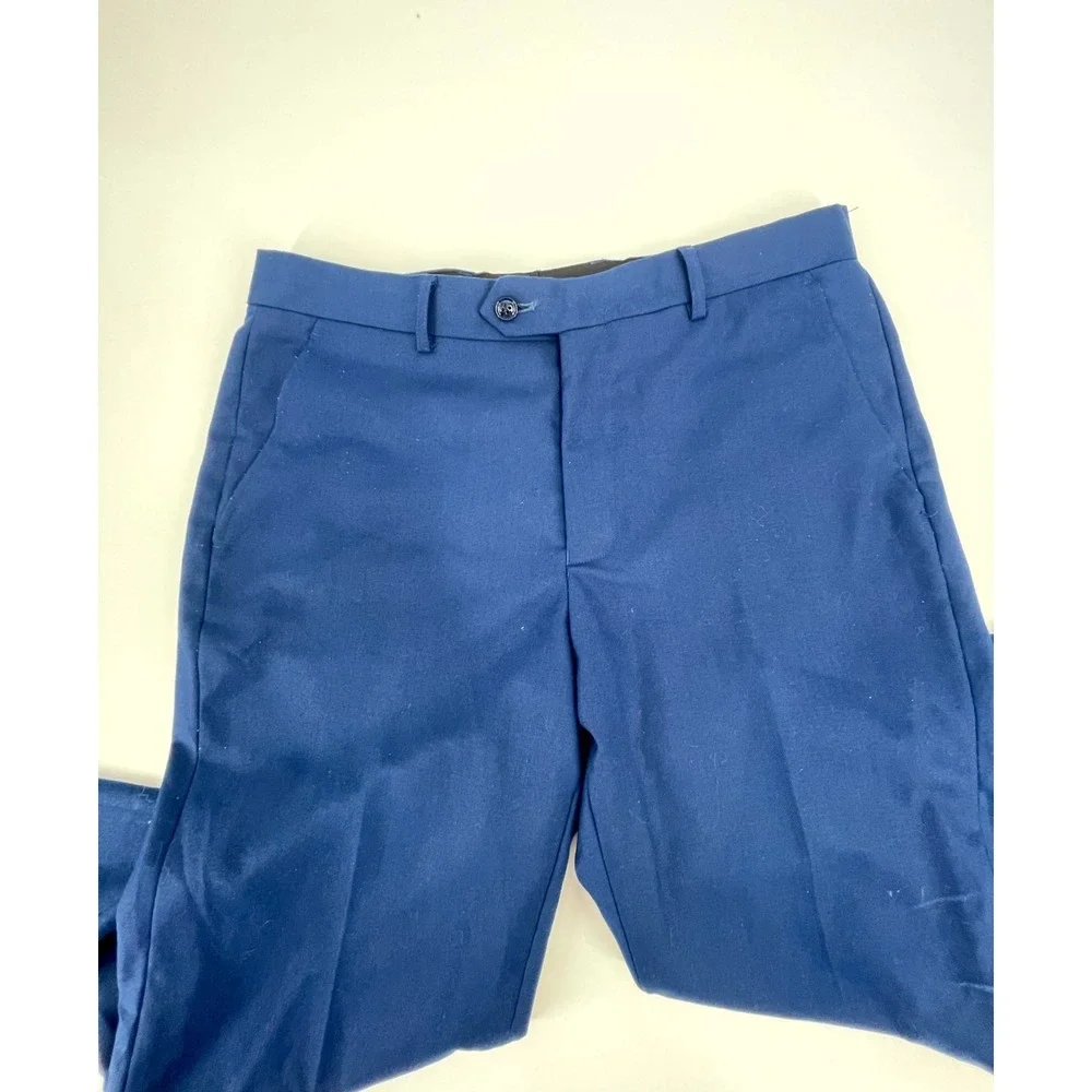 Alain Dupetit 2-Piece Suit Set Mens 40R/34W Royal Blue Tetron Slim Notch Lapel